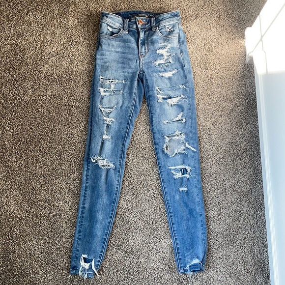 American Eagle Patched Jeans Size 0 - Picture 2 of 11